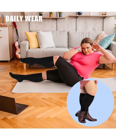 3 Pairs XXL Black Compression Socks for Wide Calf - 20-30 mmHg Knee High Stockings for Women & Men - Ideal for Nurses and Seniors - Buy Online on GoSupps.com