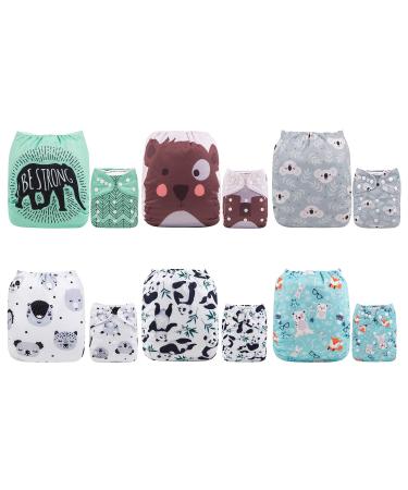 ALVABABY Diapers Reusable Washable 6 Diapers + 12 Inserts 6DM16-DE - Buy Online on GoSupps.com
