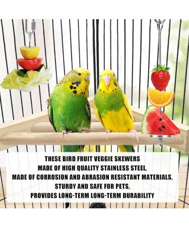 Budgie Food Holder 4PCS Stainless Steel Parrot Skewer Feeder and Plastic Bird Food Clips Set Bird Treats Fruit Stick Holder Clip Foraging Toy for Parrot Budgie Parakeet Cockatiel Cage - Buy Online on GoSupps.com