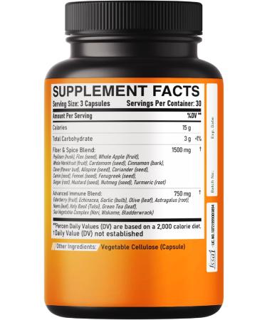 DEDICAD 27in1 Fiber and Spice Supplement - Combined with Organic Psyllium, Whole Apple, Elderberry & More - Support Mood, Body & Immunity - 90 Capsules for 1 Month - Buy Online on GoSupps.com