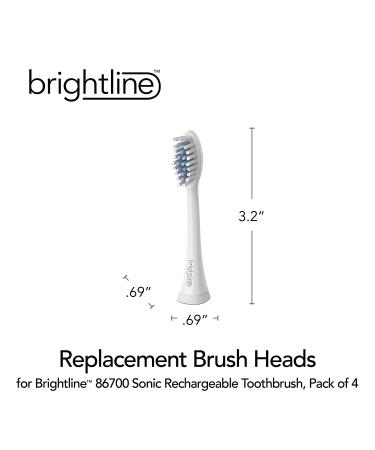 Brightline 86750 Replacement Brush Heads for 86700 Sonic Toothbrush - 4 Count, Compatible with Adjustable Intensity - Pack of 1 - Buy Online on GoSupps.com