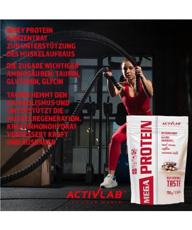 Buy Activlab Mega Protein 700g Powder - Chocolate with Nuts | Best Protein Shake for Muscle Gain | Whey Protein Creatine L-Glutamine & BCAA | 21 Portions of High-Quality Protein - Buy Online on GoSupps.com