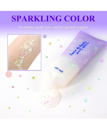 Sularpek 50ml Face Glitter Gel - Hair & Body Sequins Shimmer Liquid Eyeshadow - Mermaid Glitter for Festival Makeup - White - Buy Online on GoSupps.com