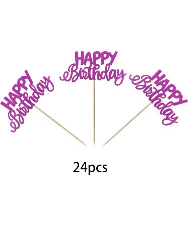 24 Pack Happy Birthday Cupcake Toppers Glitter Celebrating Birthday Cupcake Picks Baby Shower Kids Birthday Party Cupcake Decorations Supplies Purple - Buy Online on GoSupps.com