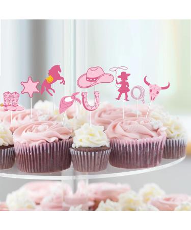 36psc Pink Western Cowgirl Happy Birthday Cupcake Toppers Girl Western Theme Wild West Cupcake Dessert Muffin Food Picks Party Supplies Rose Gold Western Rodeo Baby Shower Cake Decorations - Buy Online on GoSupps.com