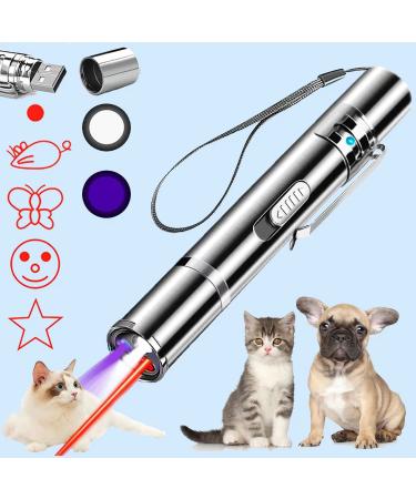 Cat Laser Toy, Dog Laser Pointer for Interactive Toys for Indoor Cats Dogs, Long Range 7 Modes Lazer Projection Playpen for Kitten Outdoor Pet Chaser Tease Stick Training Exercise,USB Recharge