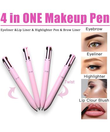 4-in-1 Makeup Pen: Lip Liner, Eyeliner, Highlighter, Brow Liner - Multi-Function Travel Touch Up Pen - Waterproof & Smooth Texture - Red Brown Black White - Buy Online on GoSupps.com