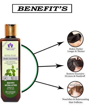 Blessfull Healing Organic Henna Tulsi Hair Cleanser | Shampoo 200 ML (Packing May Vary) 200 ml (Pack of 1) - Buy Online on GoSupps.com