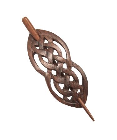 81stgeneration Handmade Natural Wood Celtic Knot Hair Barrette - Styling Wooden Hair Stick - Boho Hair Pins for Women Wedding - Vintage Style Brown Hair Accessories - Spiritual Gifts for Her
