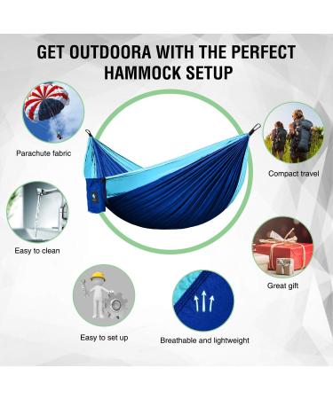 Portable Parachute Hammock for Camping & Outdoor Activities | Double Hammock Swing for Hiking, Travel, and Backpacking - 78''W 118''L (Blue/Sky Blue) - Buy Online on GoSupps.com