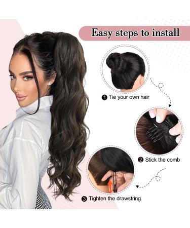 MORICHY Ponytail Extension 26Inch Long Wavy Drawstring Ponytail Synthetic Curly Pony Tails Fake Hair Natural Brown Ponytail Hair Extension for Women (Natural Brown) 26Inch Natural Brown - Buy Online on GoSupps.com