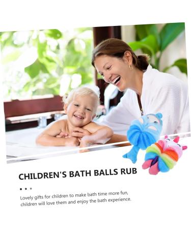 2pcs Cartoon Bath Ball Loofah Sponge - Cute Bathing Scrubber for Kids | Mesh Body Wash Pouf - Buy Online on GoSupps.com