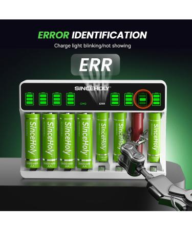 SINCEHOLY 8 Bay LCD Smart AA AAA Battery Charger USB High Speed Charging Independent Slot CD Rechargeable Batteries No Adapter - Buy Online on GoSupps.com