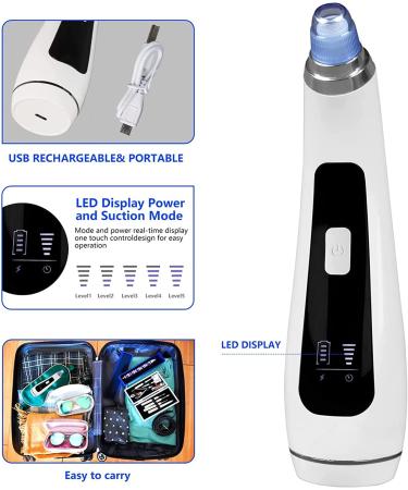 Blackhead Remover Vacuum - USB Rechargeable Acne & Comedone Extractor Tool with LED Display - Buy Online on GoSupps.com