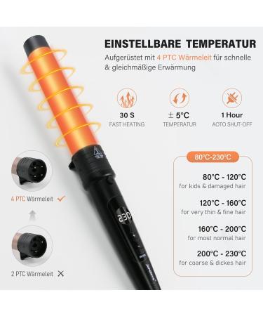 Janelove 6 in 1 Curling Iron | 9-32mm Adjustable Temp 80 C-230 C CURLING IRON for Short Hair with Attachments & Gloves - Buy Online on GoSupps.com