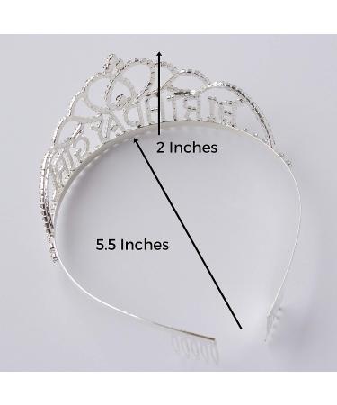 Ella Celebration Birthday Girl Party Accessories - Silver Tiara & Sash Set - Buy Online on GoSupps.com