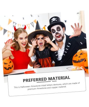 Lurrose 3 Sentences Toothpaper for Braces | Custom Silver Diamond Tooth Caps | Zombie Artificial Teeth with Strass Decor - Buy Online on GoSupps.com