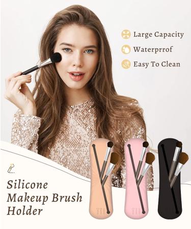 Buy Travel Makeup Brush Holder 2PCS Set - Portable Silicone Makeup Organizer in Khaki - Buy Online on GoSupps.com