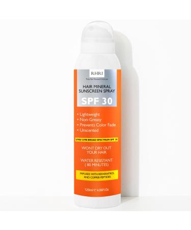 Premium SPF 30 Hair and Scalp Sunscreen Spray | Protection from UV Rays Color Fade and Dryness | Non-Greasy Aerosol Hair Sunscreen For Scalp 5 fl oz 120 ml