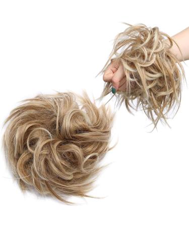 Tousled Updo Messy Bun Hair Extension - Synthetic Wavy Hairpiece in Strawberry Blonde & Platinum Blonde - Buy Online on GoSupps.com