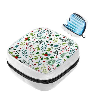 GIAPB Sanitary Napkin Storage Bag Period Bag Tampon Bag Makeup Bag Pad Pouch Christmas Flowers and Leaf Color2586