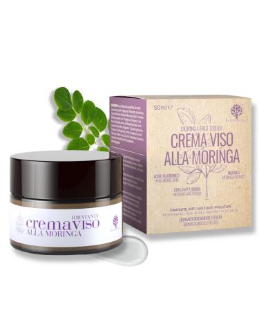 RedMoringa Anti-Wrinkle Face Cream with Hyaluronic Acid, Moringa and Ceramides for Women and Men, Anti-Aging and Anti-Pollution Effect for Combination Skin - 99% Natural - 50 ml - Made in Italy