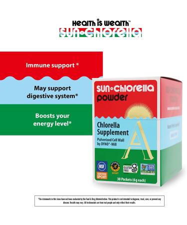 Sun Chlorella Powder - Green Algae Superfood for Immunity, Gut Health & Energy | Non-GMO | 30 Packets - Buy Online on GoSupps.com