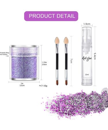 10 Colors Body Glitter Cosmetic Glitter - Face Glitter Chunky Glitter - Face Glitter Festival Hair Glitter with Glue and Brush for Body Hair Nails Stage Halloween Party Pink - Buy Online on GoSupps.com
