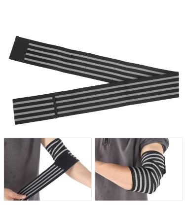 Sports Elbow Brace Compression Bandage - Elastic Support Sleeve for Injury Recovery | Ideal for Athletes - Black & Gray Stripes - Buy Online on GoSupps.com