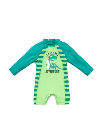 BONVERANO Baby Boys Swimsuit/Sunsuit UPF 50+ Sun Protection One Pieces Swimwear with Sun Hat 18 Months Green