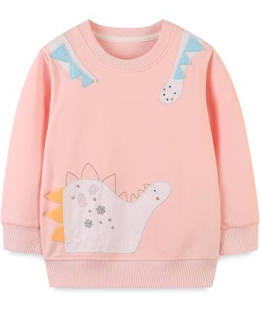 Girls Cotton Dinosaur Sweatshirt | Ages 1-12 | Long Sleeve Pullover | Toddler Casual Jumper - Buy Online on GoSupps.com