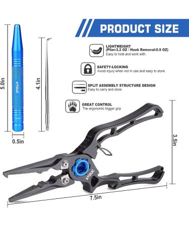 XTOUC Titanium Saltwater Fishing Pliers - Quick Hook Removal Tool & Split Ring Equipment for Tackle Kit - Perfect Fishing Gear Gift - Buy Online on GoSupps.com