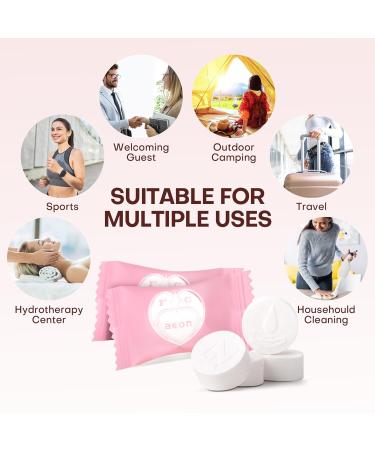 Compressed Disposable Face Towel Cleaning Kit - 100pcs Portable Travel Wipes for Camping Hiking Hotel & Backpacking - Light Pink - Buy Online on GoSupps.com