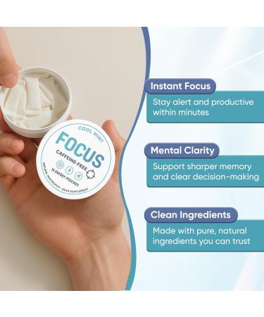 Focus Pouches - Caffeine Free Nootropic Pouches with L-Tyrosine & L-Theanine for Energy & Brain Boost - 4 Cans - 15 Nicotine Free Pouches per Can (4 Count (Pack of 15) Mint) Mint 4 Count (Pack of 15) - Buy Online on GoSupps.com