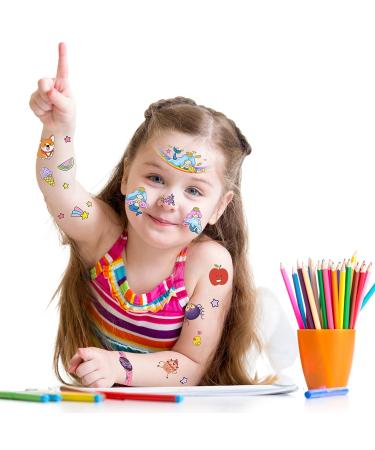 Kids Animal Temporary Face Tattoo Sticker Set - 70 pcs, Water Transfer, Festival Body Paint Decoration, Cartoon Watches Tattoos for Children - 5 Sheets - Buy Online on GoSupps.com