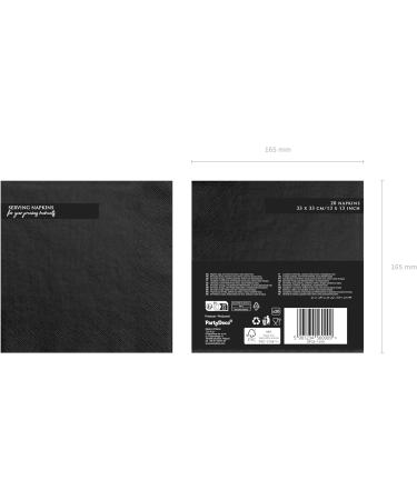 PartyDeco Black 3-Ply Napkins 33x33cm - 20 Pcs/Pack | Premium Quality for Elegant Events - Buy Online on GoSupps.com