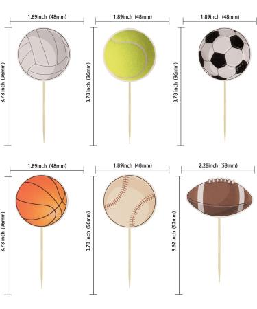 36Pcs Sports Cupcake Toppers Basketball Cupcake Toothpicks Soccer Ball Football Baseball Volleyball Rugby Cake Decorations for Sports Ball Game Theme Baby Shower Birthday Party Decoration Supplies - Buy Online on GoSupps.com