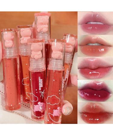 6Pcs Bear Lip Glaze Jelly Lipstick | Cute Moisturizing Lip Stain & Plumping Gloss | Long Lasting Waterproof Cheek Rouge Tint | International Shipping Available - Buy Online on GoSupps.com