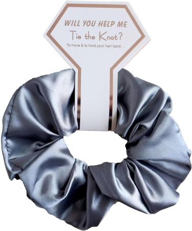 amangul Bridesmaid Hair Scrunchies Thick Updo Satins Scrunchies Bridal Shower Wedding Hair Rope Scrunchy Women Ponytail Holder(Dark Grey) - Buy Online on GoSupps.com