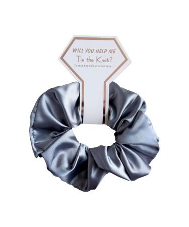 amangul Bridesmaid Hair Scrunchies Thick Updo Satins Scrunchies Bridal Shower Wedding Hair Rope Scrunchy Women Ponytail Holder(Dark Grey)