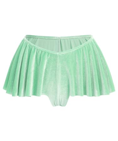 Women's Velvet Shorts Mid Rise Yoga Running Short Pants Hot Rave Booty Shorts Mini Pants Dance Bottoms Small Light Green