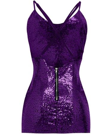 Shop Hanxiulin Women's Evening Dress - Elegant Glitter Cocktail & Leisure Dresses in Purple XL - Buy Online on GoSupps.com