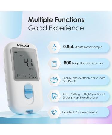 Medilax Dual Blood Sugar & Ketone Monitor Kit | Glucose & Ketone Test Meter with 10 Strips Lancets & Lancing Device - International Shipping Available - Buy Online on GoSupps.com