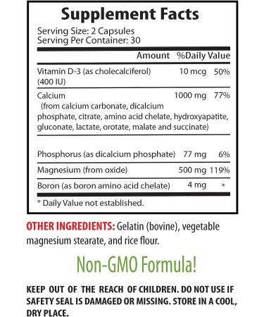 Bone and Joint Vitamins with Calcium, Magnesium, Phosphorus, Vitamin D-3, and Boron - 60 Capsules - Buy Online on GoSupps.com