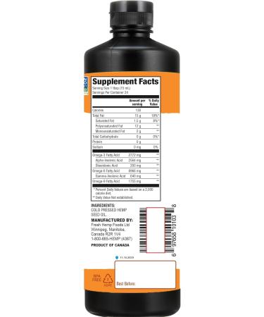 Manitoba Harvest Hemp Seed Oil Cold Pressed Premium Quality 12g of Omegas 3 & 6 Per Serving Hydrate & Nourish Skin Non-GMO Vegan Gluten Free Great for cooking salad dressings 12 Fl Oz 12 Fl Oz (Pack of 1) - Buy Online on GoSupps.com