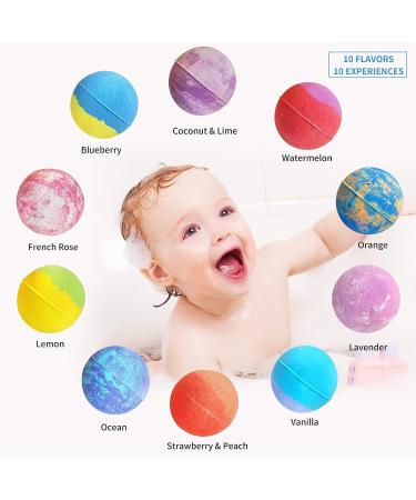Kids Bath Bombs Set - 10 Organic Fizzies with Surprise Inside | Natural Essential Oils Bubble Bath for Girls, Boys | Ideal Christmas Birthday Gift (Ages 3 Months+) - Buy Online on GoSupps.com