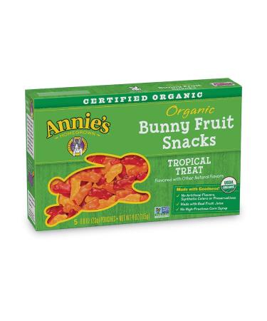 Annie's Homegrown Organic Bunny Fruit Snacks Tropical Treat 5 Pouches 0.8 oz (23 g) Each