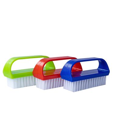 Set of 3 nail brushes hand washing brushes - with plastic handle and nylon brushes - ideal for household and craft