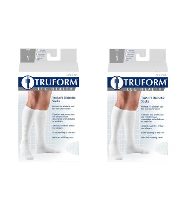 Truform Medical Compression Socks for Men and Women 8-15 mmHg Ankle Length Low Cut White Small 2 Count
