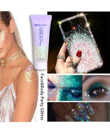 Glow in The Dark Body Glitter Gel - Holographic Chunky Makeup for Face, Body & Hair - Waterproof & Long Lasting - Carnival Party Luminous Glitter Gel (8 Colors) - Buy Online on GoSupps.com